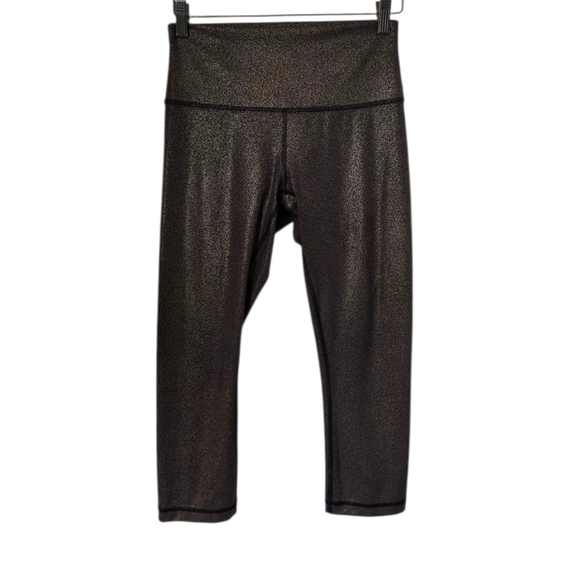 Lululemon Wunder Under Crop Leggings High-Rise Luminosity Blck Foil 21" Sz 6 - Picture 1 of 14